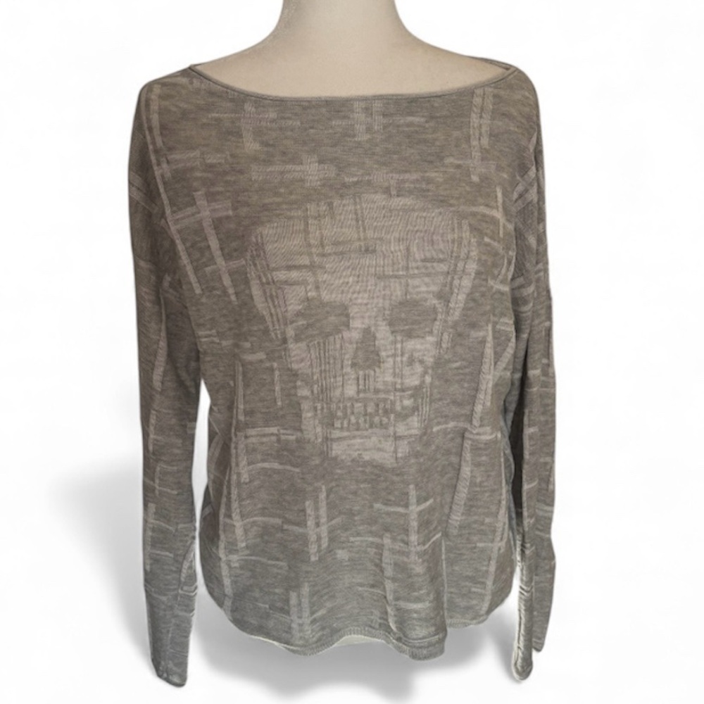 Skull Cashmere Gray Crew Neck Sweater